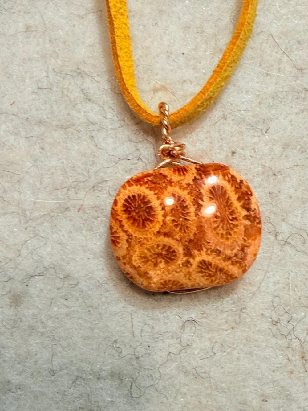 Coral Fossil Lucky Pick Necklace | Natural Stone Pendant